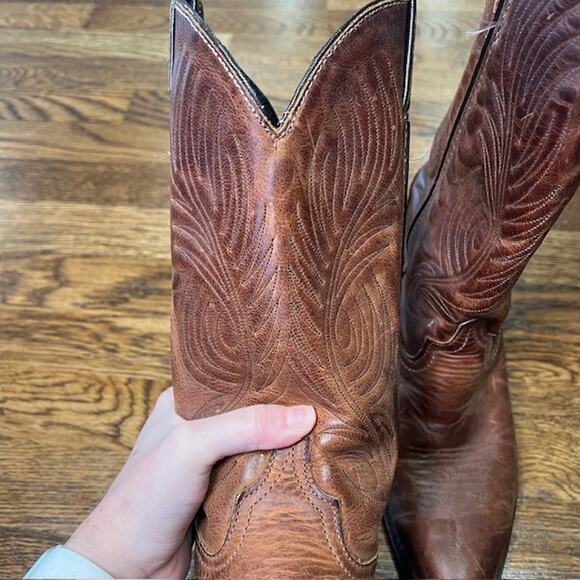 VTG Code West Brown Leather Cowgirl Boots Womens 7M Pointed Toe Western Boho - Picture 11 of 11
